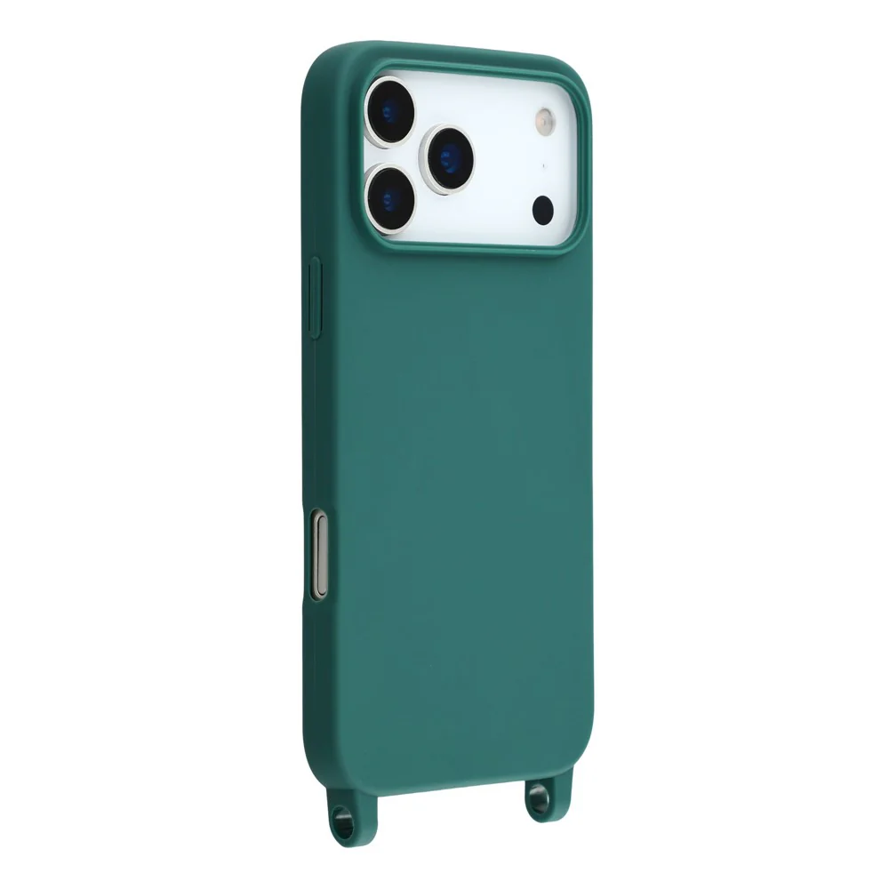 For iPhone 17 Pro Max Case Soft TPU Protective Phone Cover with Lanyard Holes - Dark Green