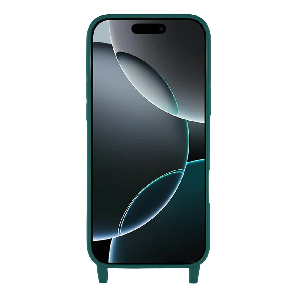 For iPhone 17 Pro Max Case Soft TPU Protective Phone Cover with Lanyard Holes - Dark Green - Image 2
