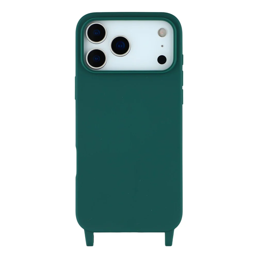 For iPhone 17 Pro Max Case Soft TPU Protective Phone Cover with Lanyard Holes - Dark Green - Image 3