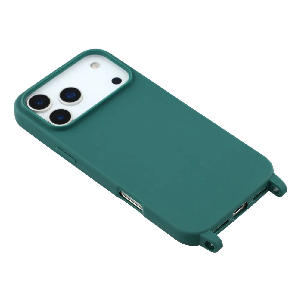 For iPhone 17 Pro Max Case Soft TPU Protective Phone Cover with Lanyard Holes - Dark Green - Image 4
