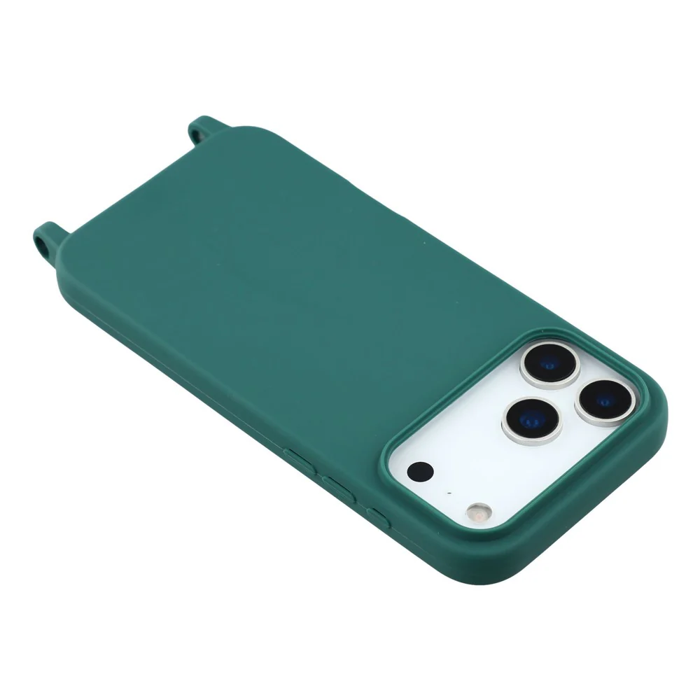 For iPhone 17 Pro Max Case Soft TPU Protective Phone Cover with Lanyard Holes - Dark Green - Image 5