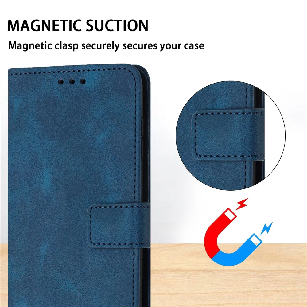 For iPhone 17 Pro Max Case Solid Color Leather Wallet Protective Phone Cover - Blue - Image 5