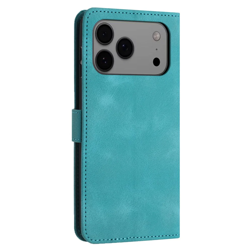 For iPhone 17 Pro Max Case Solid Color Leather Wallet Protective Phone Cover - Green - Image 8
