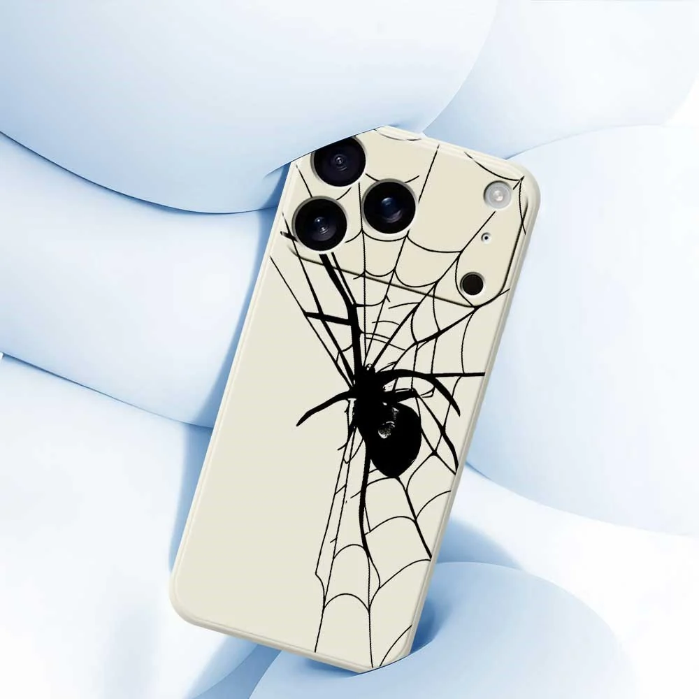 For iPhone 17 Pro Max Case Spider Pattern Printing Straight Edge TPU Phone Back Cover - Beige - Image 5