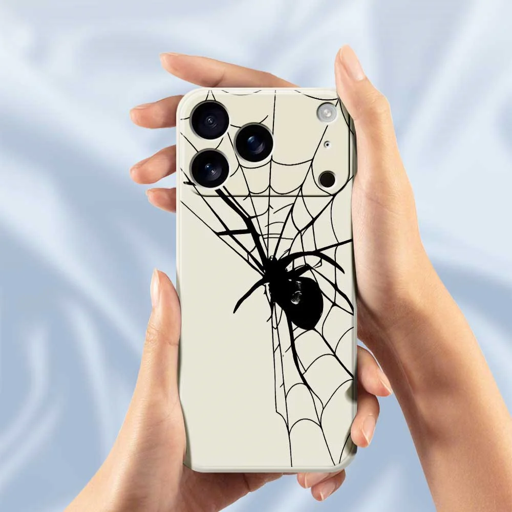 For iPhone 17 Pro Max Case Spider Pattern Printing Straight Edge TPU Phone Back Cover - Green - Image 6