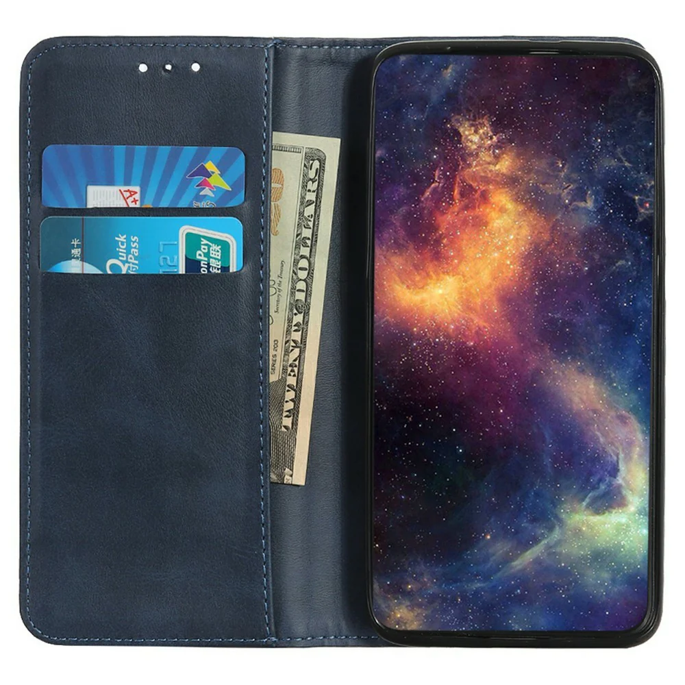 For iPhone 17 Pro Max Case Split Leather Flip Wallet Phone Cover - Blue - Image 2