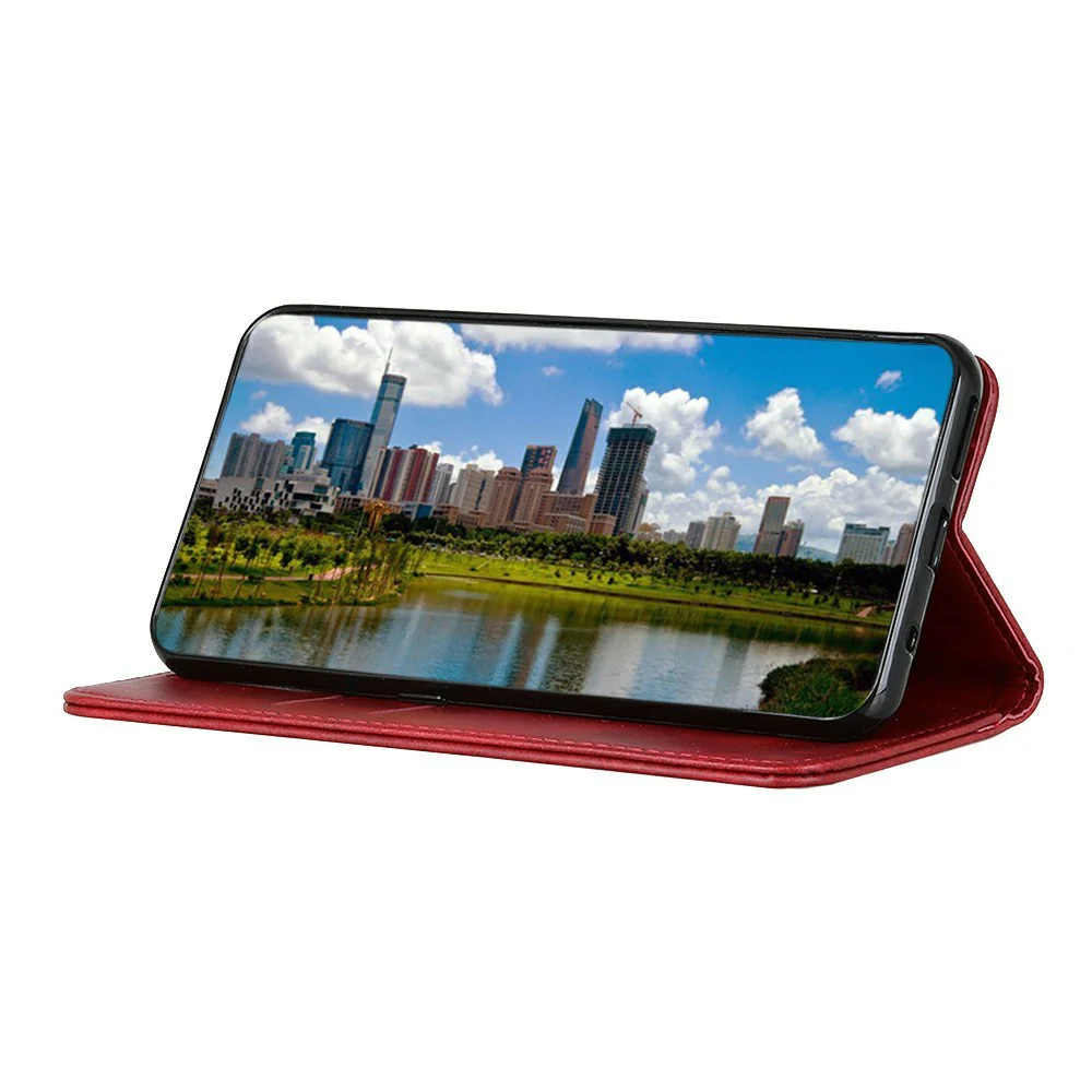 For iPhone 17 Pro Max Case Split Leather Flip Wallet Phone Cover - Red - Image 3