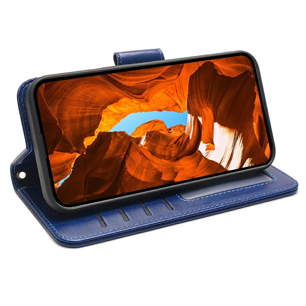 For iPhone 17 Pro Max Case Stand Card Holder Wallet Leather Phone Cover - Blue - Image 3