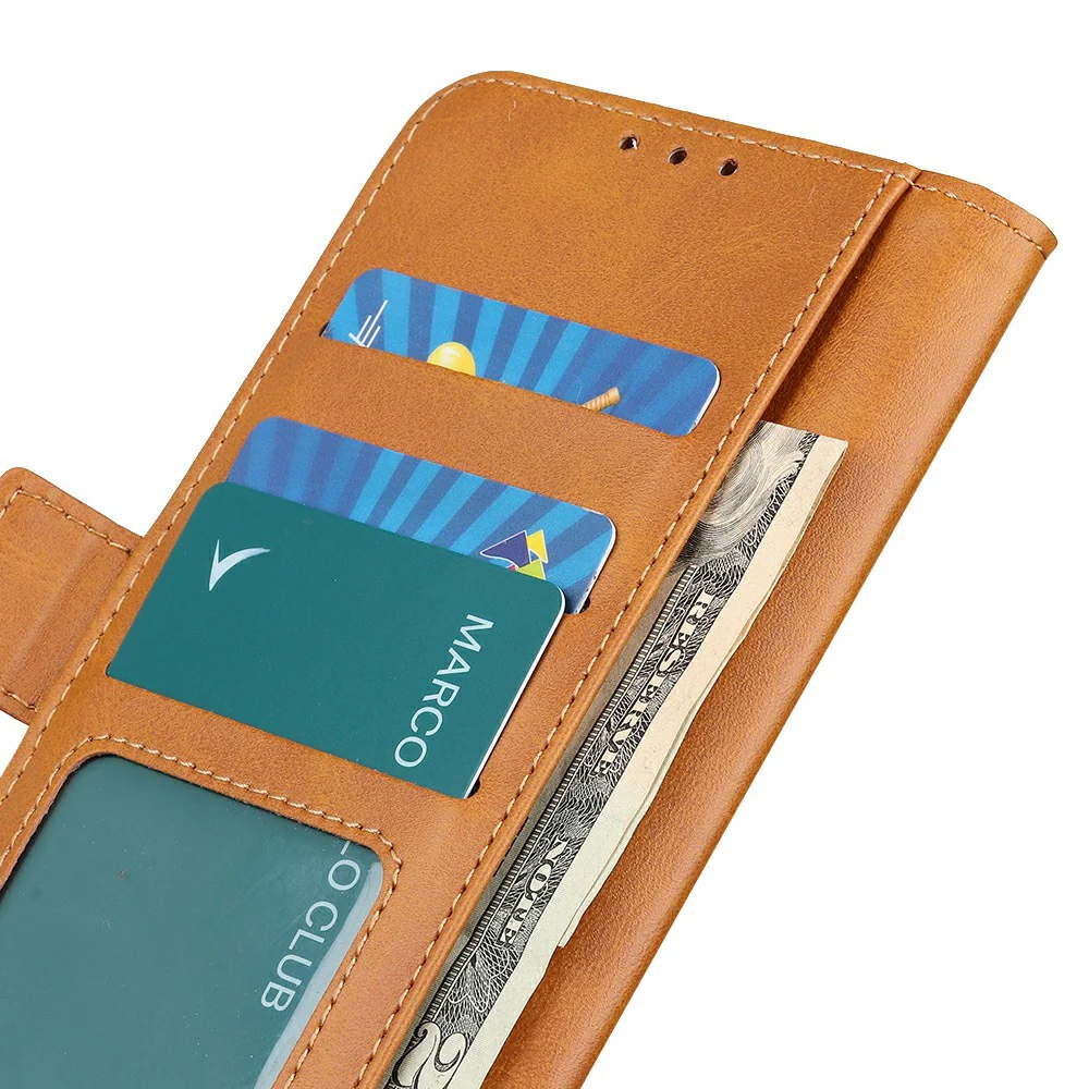 For iPhone 17 Pro Max Case Stand Cowhide Texture PU Leather Phone Cover - Yellow - Image 4