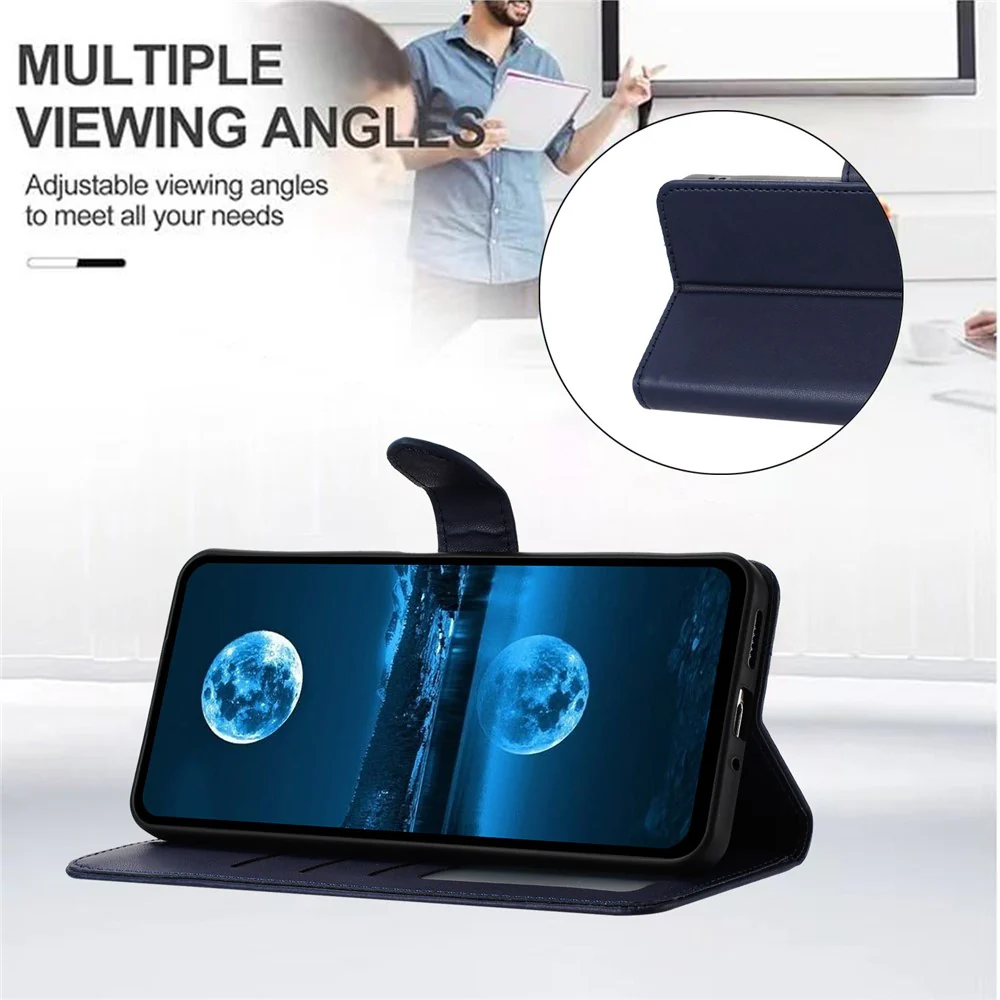 For iPhone 17 Pro Max Case Stand Wallet Leather Phone Cover with Strap - Blue - Image 3