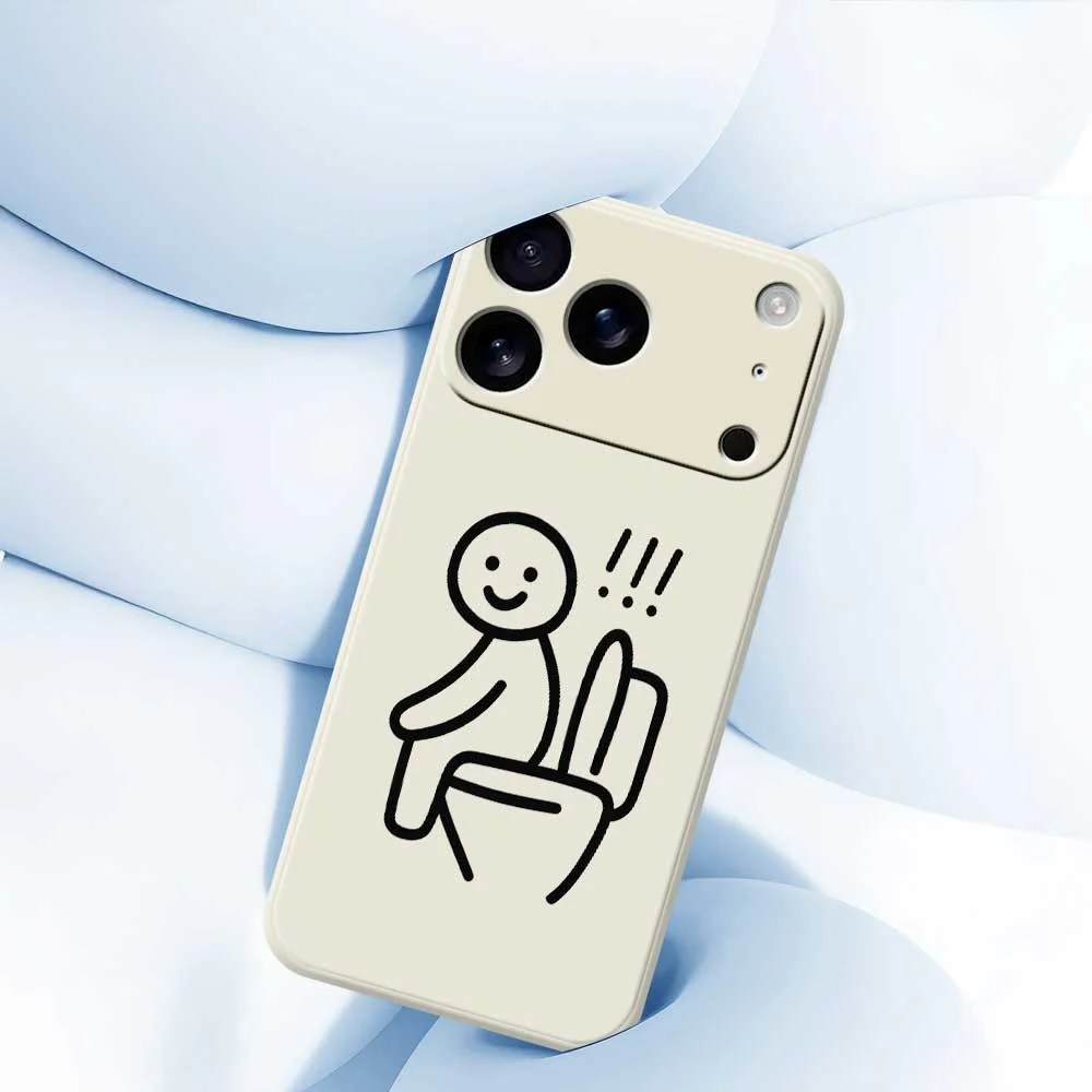 For iPhone 17 Pro Max Case Stickman Toilet Pattern Printing Straight Edge TPU Phone Back Cover - Beige - Image 5