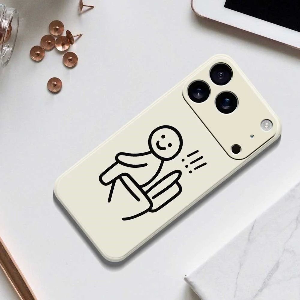For iPhone 17 Pro Max Case Stickman Toilet Pattern Printing Straight Edge TPU Phone Back Cover - Purple - Image 8