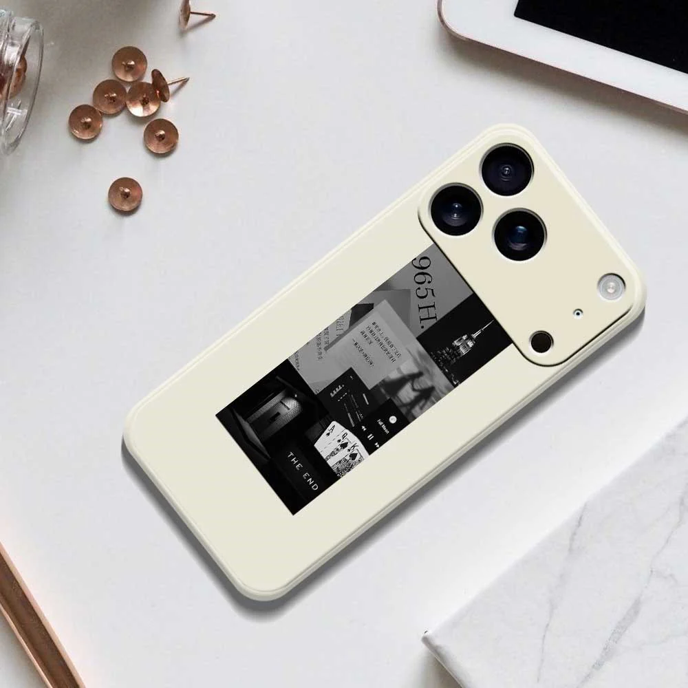 For iPhone 17 Pro Max Case Stitching Photos Pattern Printing Straight Edge TPU Phone Back Cover - Beige - Image 6