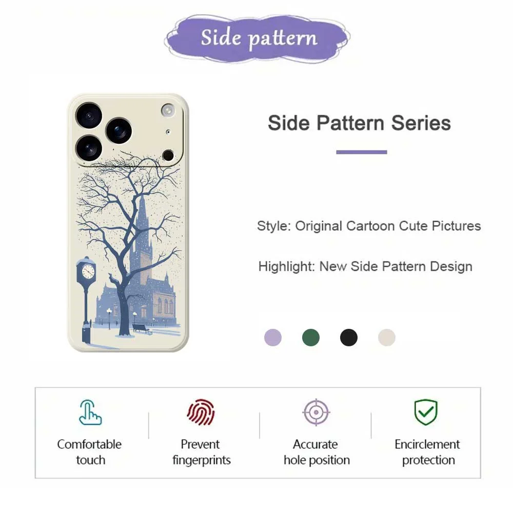 For iPhone 17 Pro Max Case Street Outside The Castle Pattern Printing Straight Edge TPU Phone Back Cover - Green - Image 7