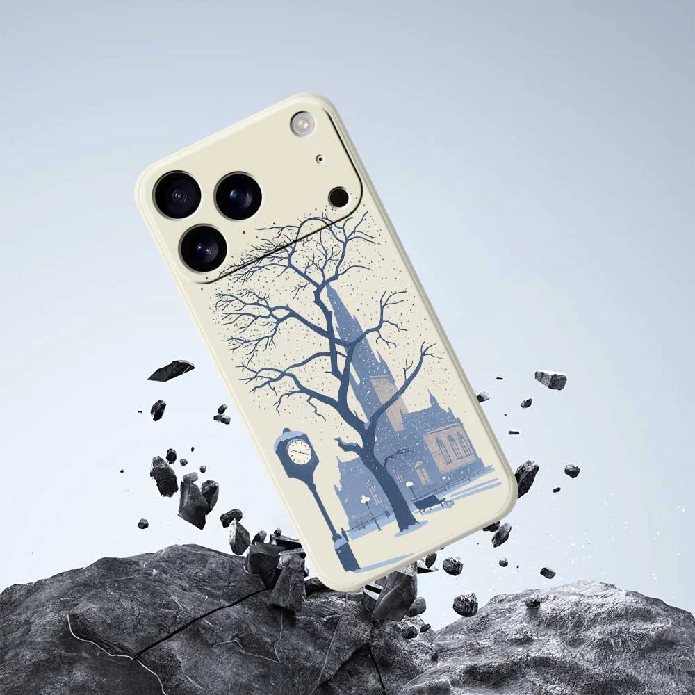 For iPhone 17 Pro Max Case Street Outside The Castle Pattern Printing Straight Edge TPU Phone Back Cover - Purple - Image 5