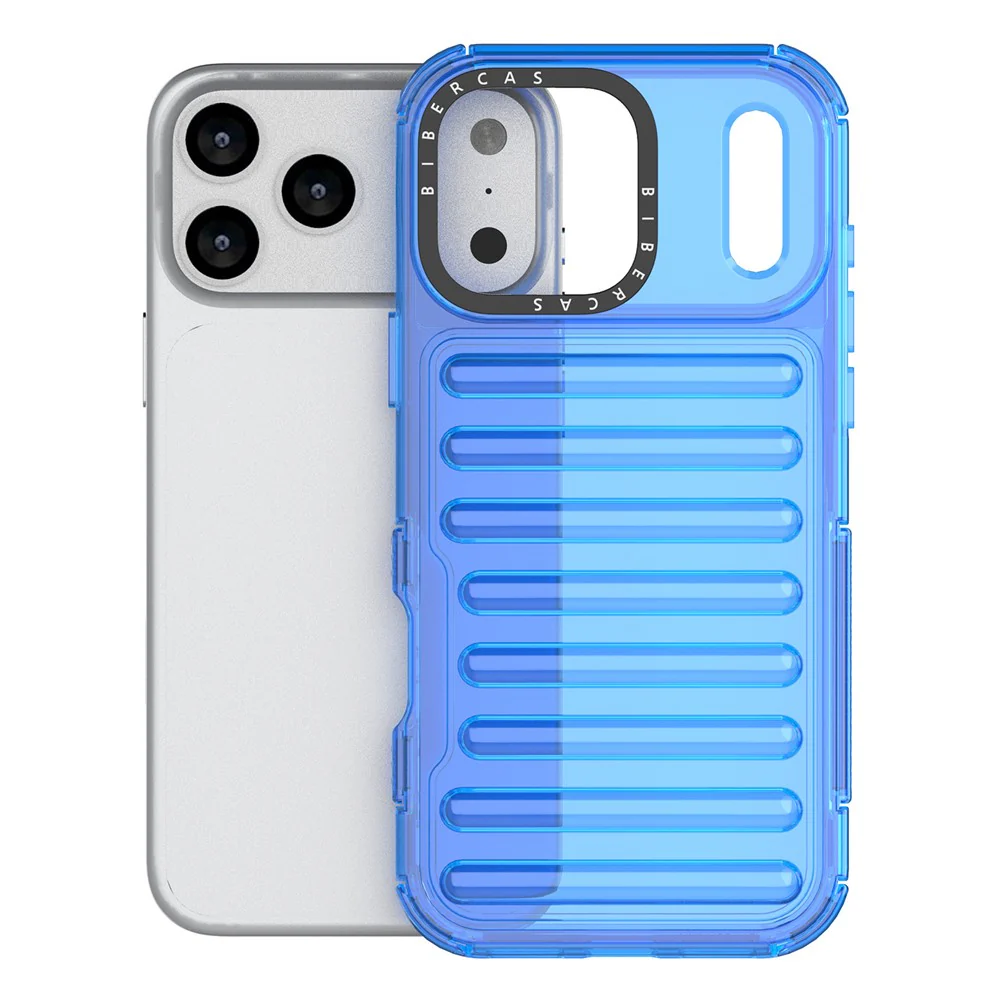 For iPhone 17 Pro Max Case Stripe Design Anti-Slip Detachable TPU + PC Phone Cover - Blue - Image 2