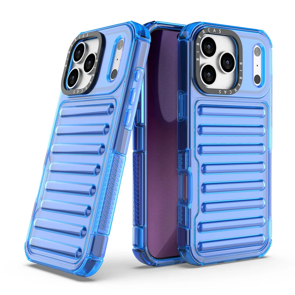 For iPhone 17 Pro Max Case Stripe Design Anti-Slip Detachable TPU + PC Phone Cover - Blue - Image 4