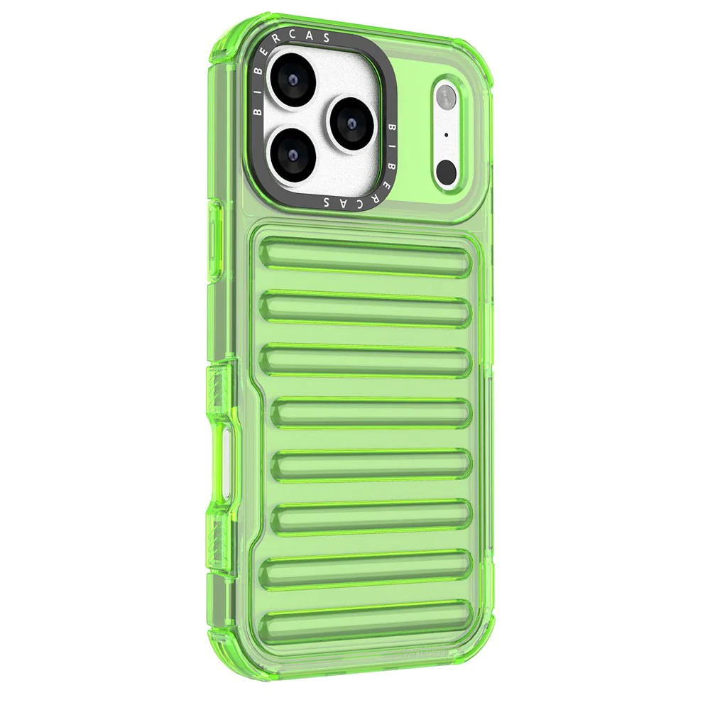 For iPhone 17 Pro Max Case Stripe Design Anti-Slip Detachable TPU + PC Phone Cover - Green - Image 3