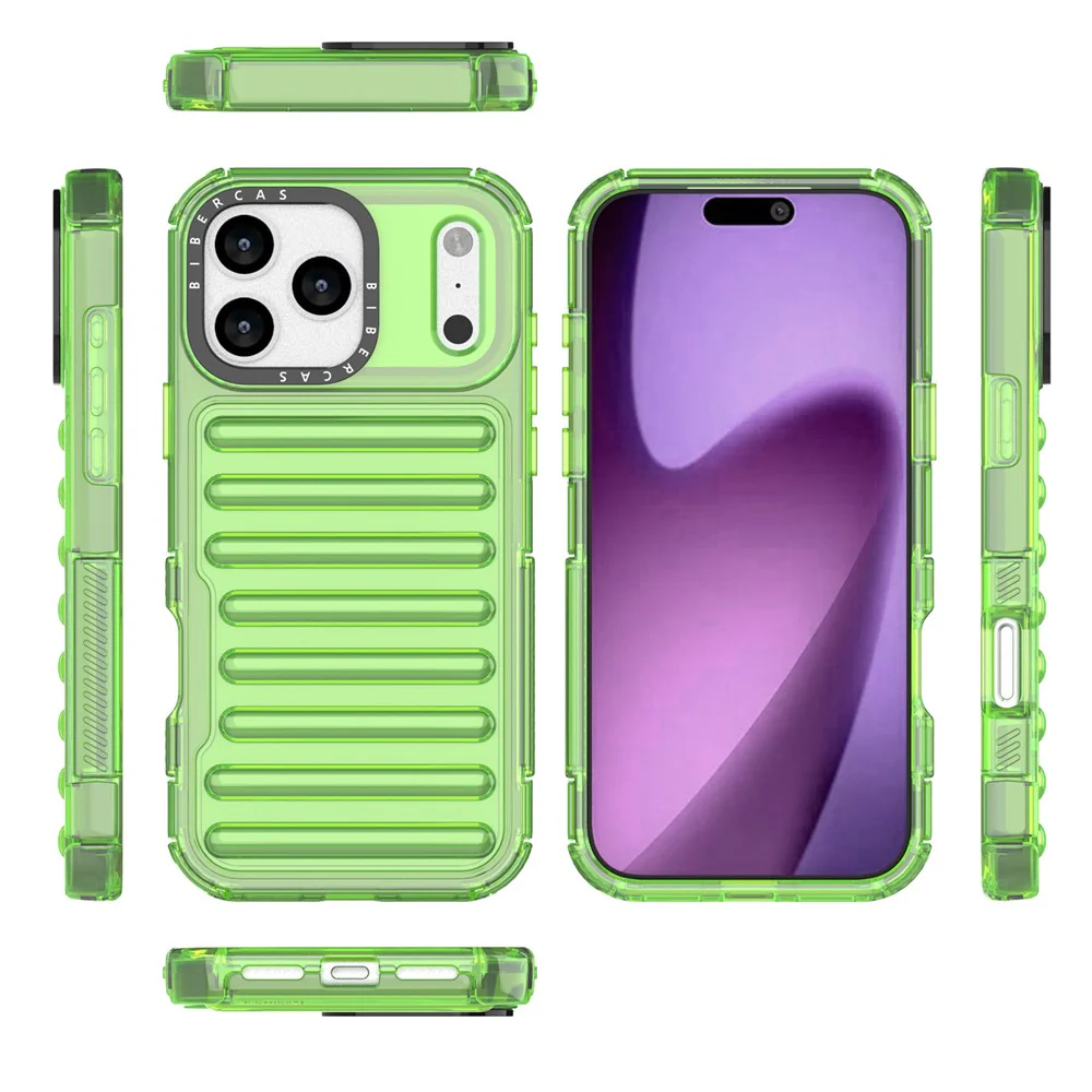 For iPhone 17 Pro Max Case Stripe Design Anti-Slip Detachable TPU + PC Phone Cover - Green - Image 5