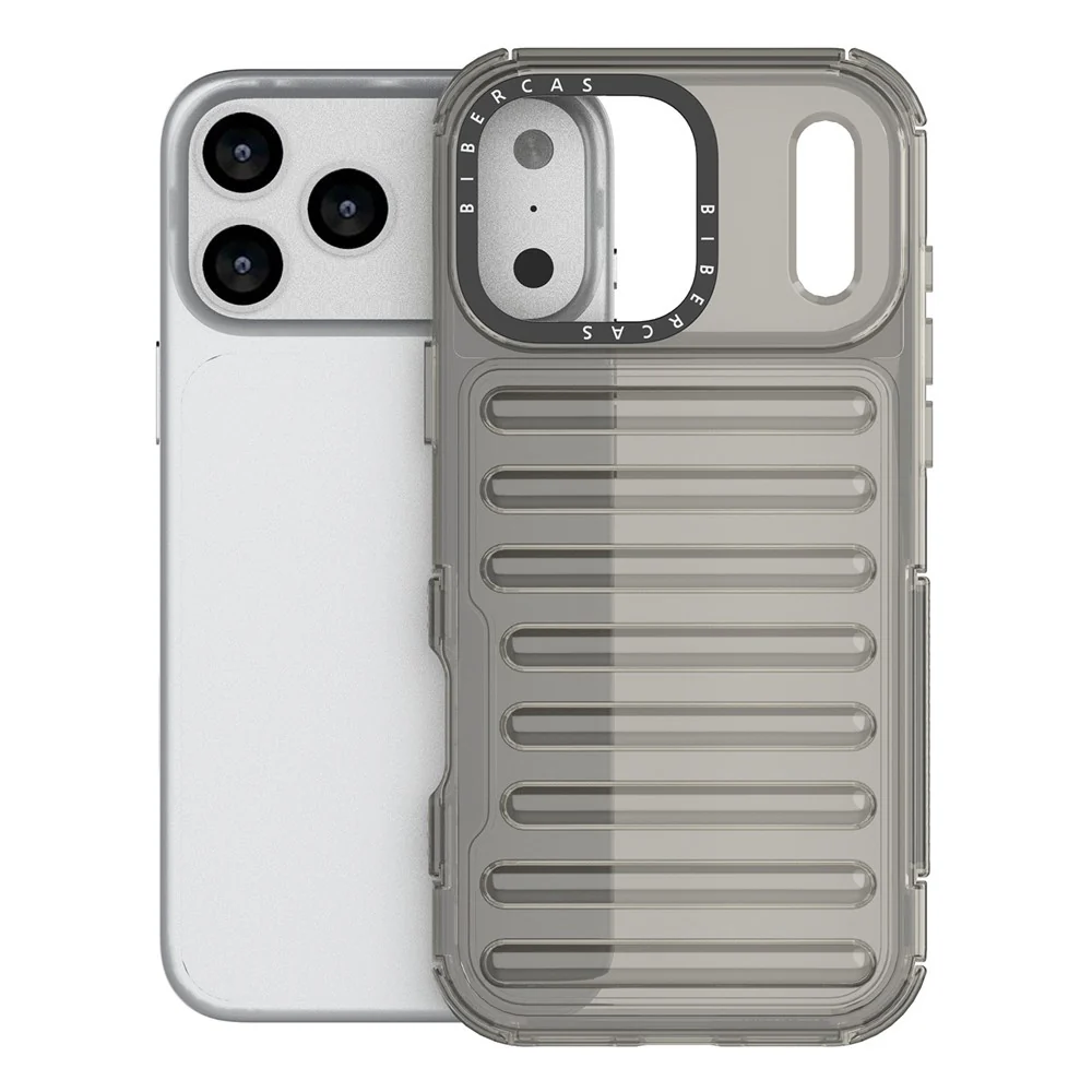 For iPhone 17 Pro Max Case Stripe Design Anti-Slip Detachable TPU + PC Phone Cover - Grey - Image 2