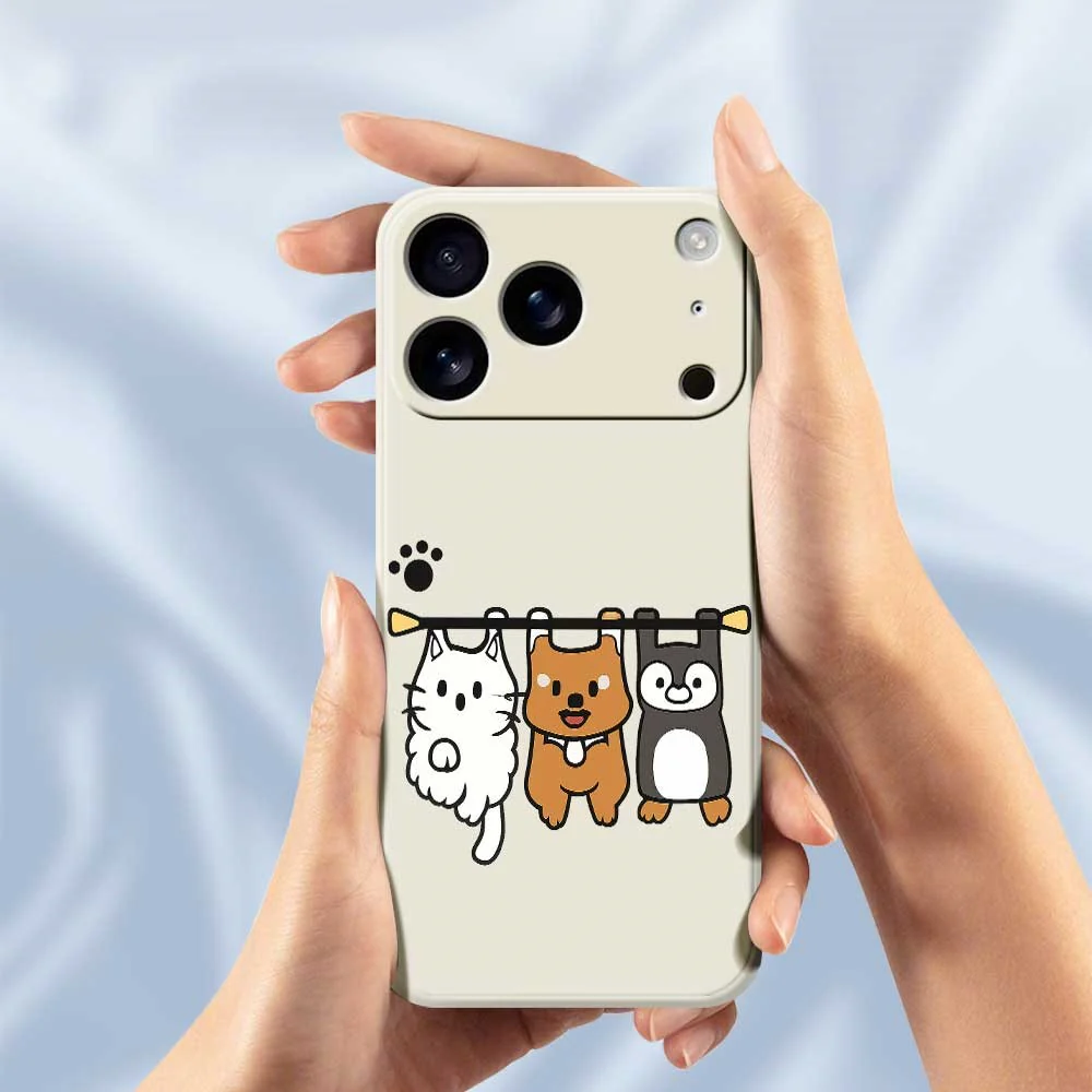 For iPhone 17 Pro Max Case Three Animal Dolls Pattern Printing Straight Edge TPU Phone Back Cover - Purple - Image 6
