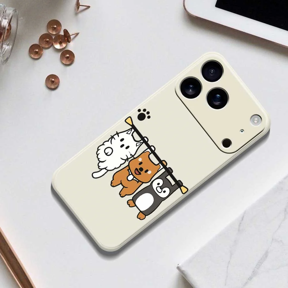 For iPhone 17 Pro Max Case Three Animal Dolls Pattern Printing Straight Edge TPU Phone Back Cover - Purple - Image 8