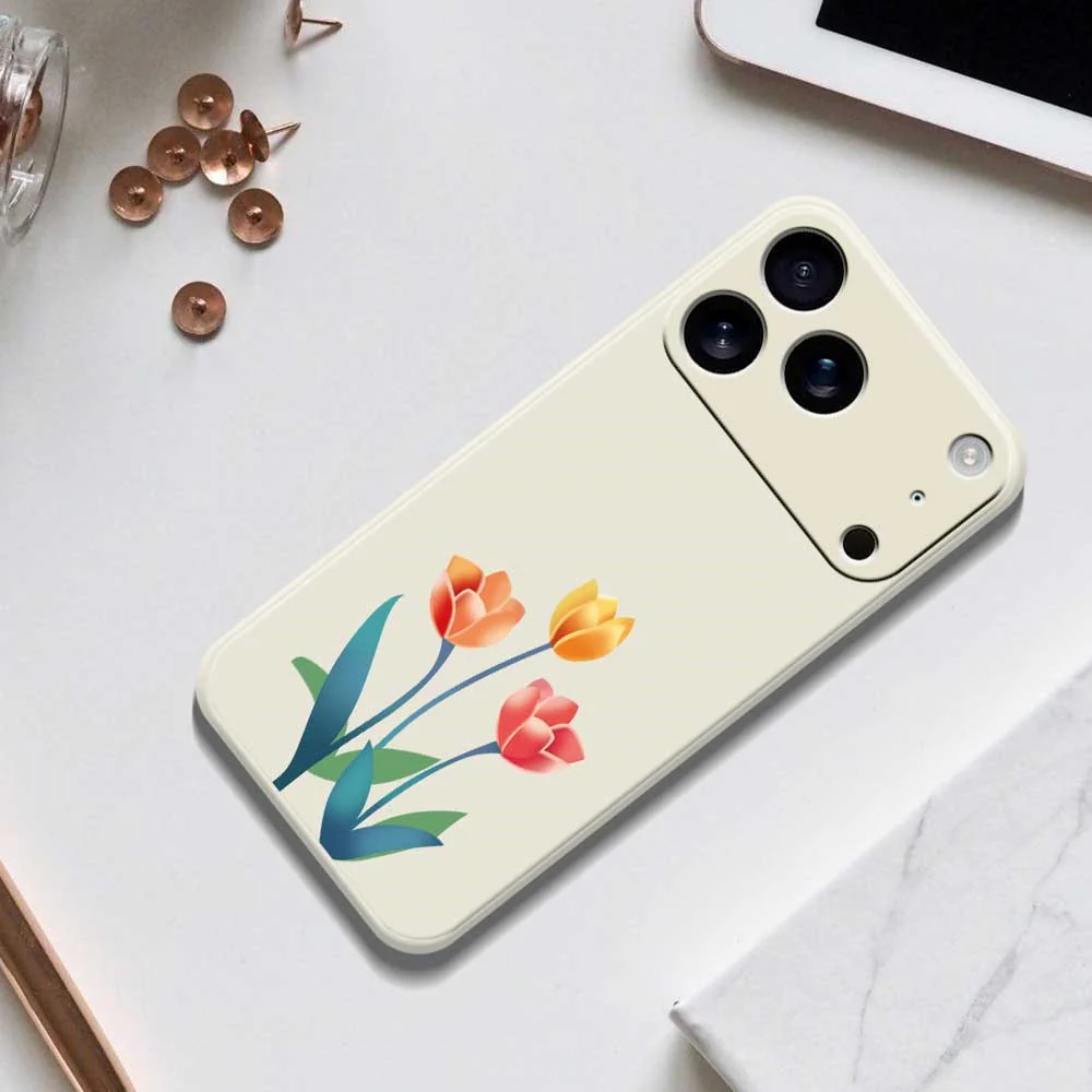 For iPhone 17 Pro Max Case Three Flowers Pattern Printing Straight Edge TPU Phone Back Cover - Green - Image 8