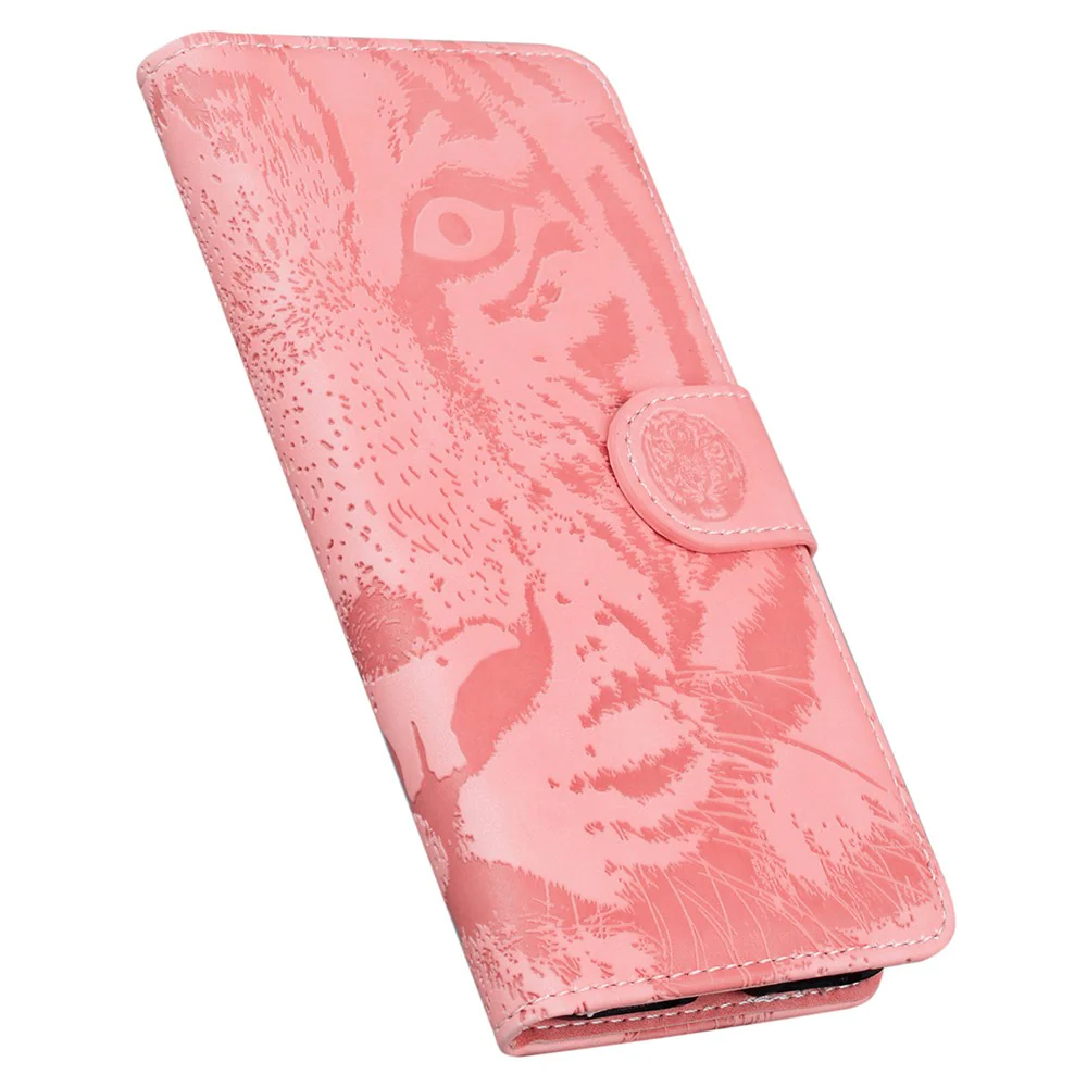 For iPhone 17 Pro Max Case Tiger Imprint Leather Wallet Phone Cover - Pink - Image 5