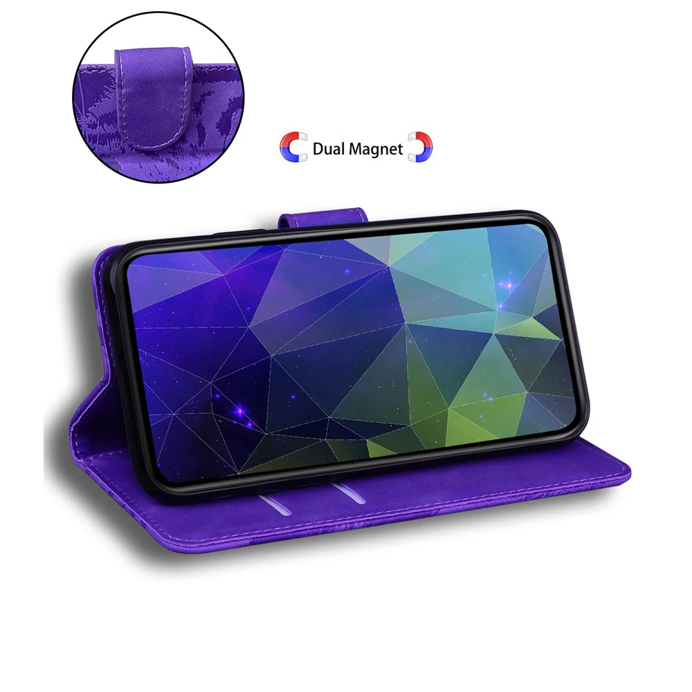 For iPhone 17 Pro Max Case Tiger Imprint Leather Wallet Phone Cover - Purple - Image 3