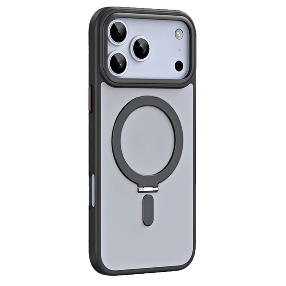 For iPhone 17 Pro Max Case TPU + Acrylic Hidden Magnetic Kickstand Phone Cover - Black - Image 2