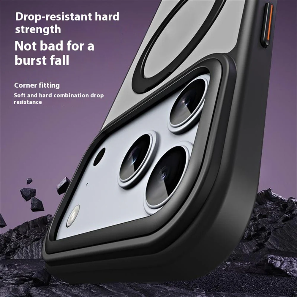 For iPhone 17 Pro Max Case TPU + Acrylic Hidden Magnetic Kickstand Phone Cover - Black - Image 5