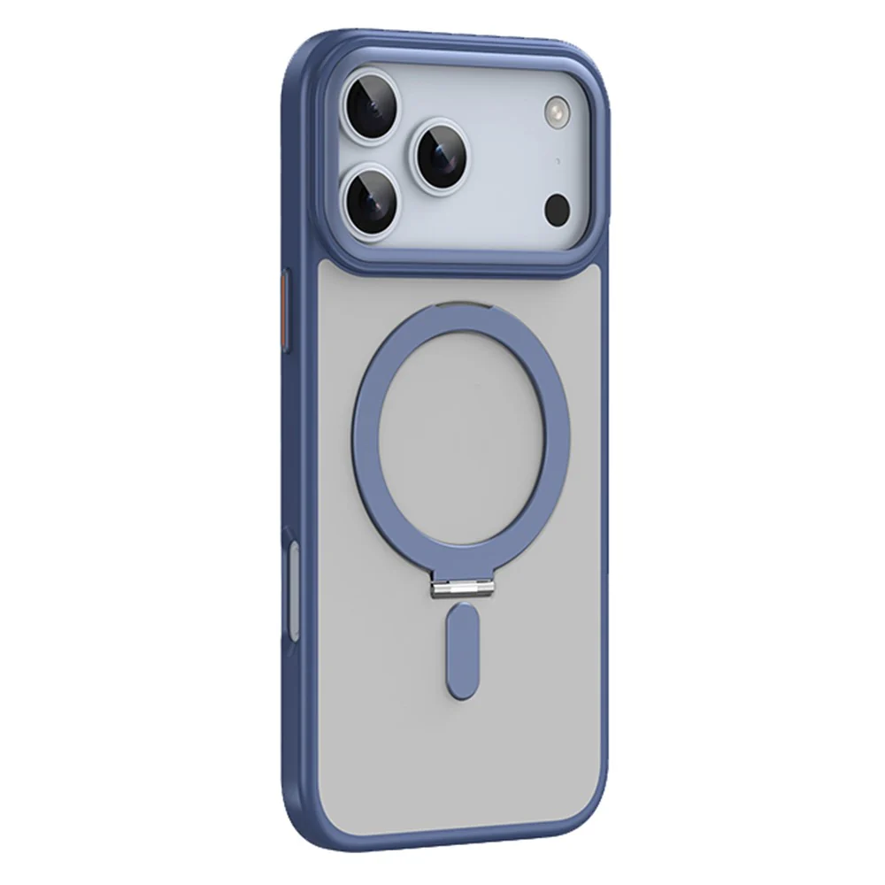 For iPhone 17 Pro Max Case TPU + Acrylic Hidden Magnetic Kickstand Phone Cover - Blue - Image 2