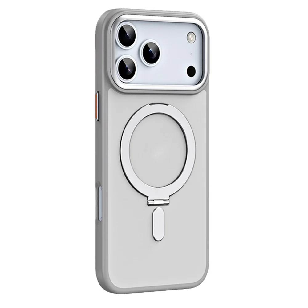 For iPhone 17 Pro Max Case TPU + Acrylic Hidden Magnetic Kickstand Phone Cover - Grey - Image 2