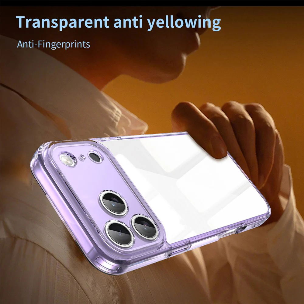 For iPhone 17 Pro Max Case TPU + Acrylic Phone Back Cover Anti Yellowing - Purple - Image 3