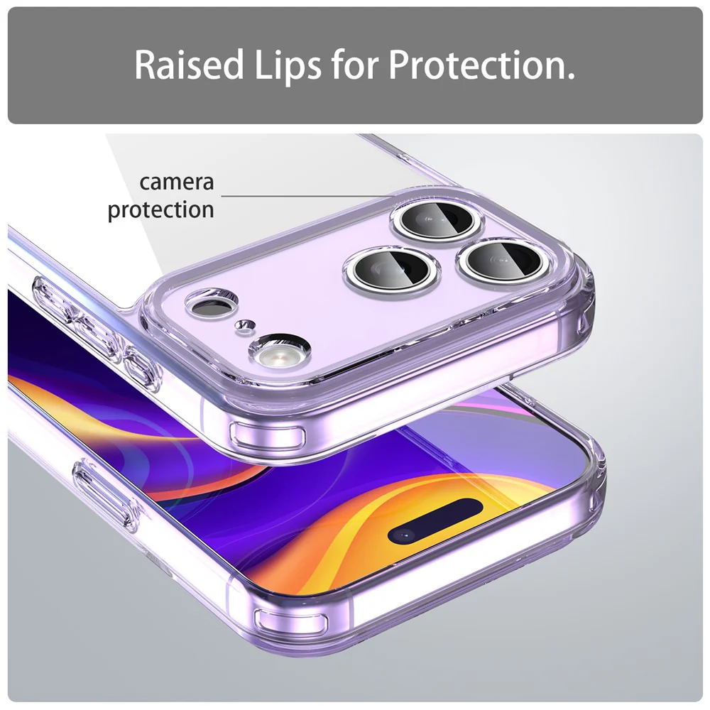 For iPhone 17 Pro Max Case TPU + Acrylic Phone Back Cover Anti Yellowing - Purple - Image 7