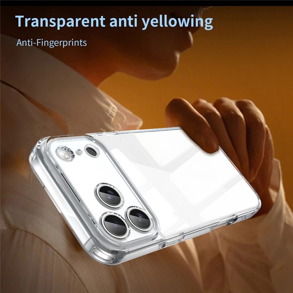 For iPhone 17 Pro Max Case TPU + Acrylic Phone Back Cover Anti Yellowing - Transparent - Image 3