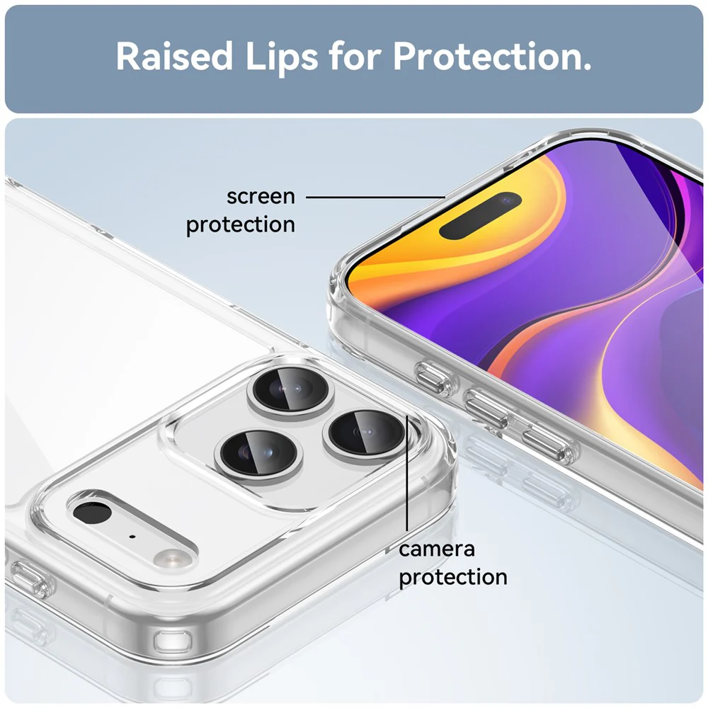 For iPhone 17 Pro Max Case TPU + Acrylic Protective Clear Phone Cover - Transparent - Image 6