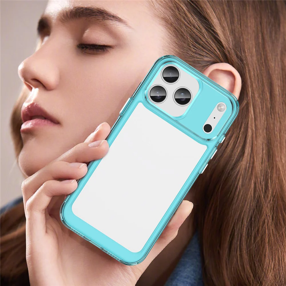 For iPhone 17 Pro Max Case TPU + Acrylic Protective Clear Phone Cover - Transparent Blue - Image 7