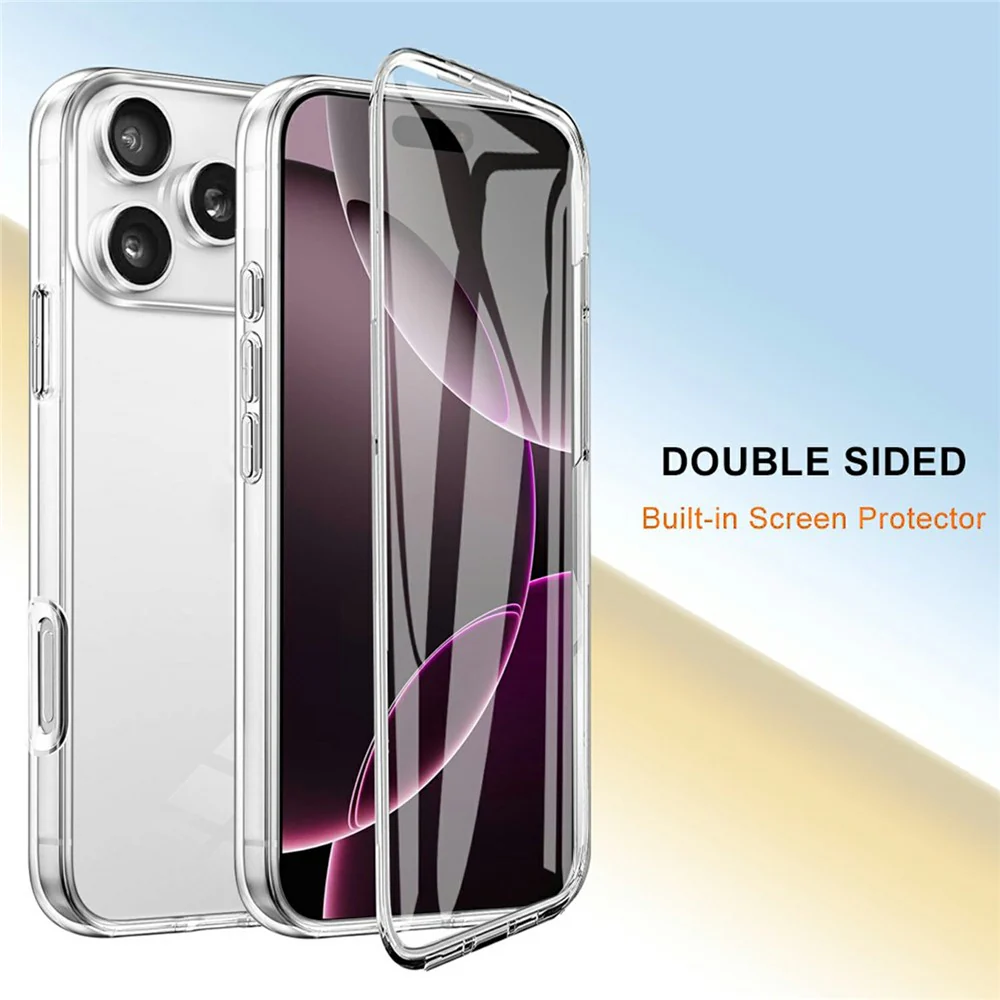 For iPhone 17 Pro Max Case TPU Frame Clear Acrylic Back Phone Cover with PET Film - Image 7