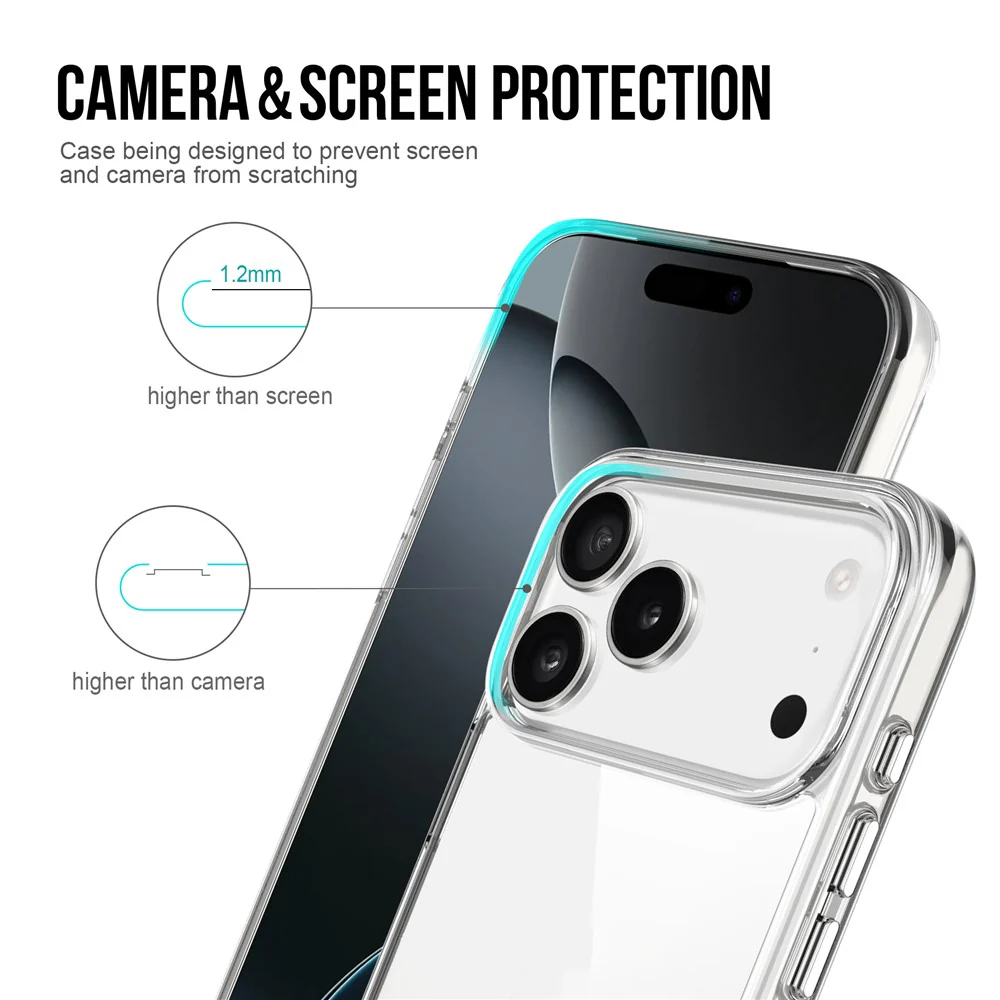 For iPhone 17 Pro Max Case TPU Frame Clear PC Back Phone Cover - Image 4