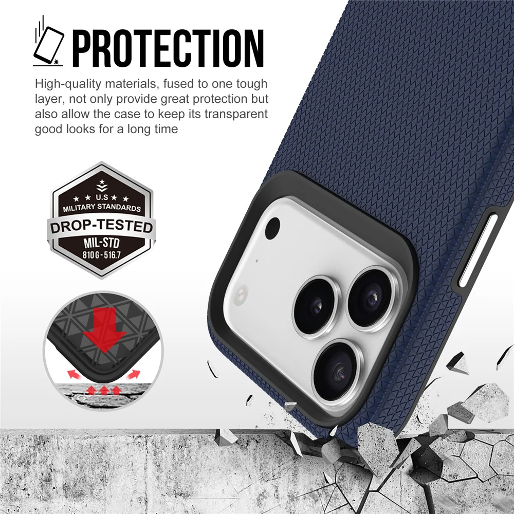 For iPhone 17 Pro Max Case TPU + PC Four Corner Anti-Drop Phone Cover - Navy Blue - Image 4