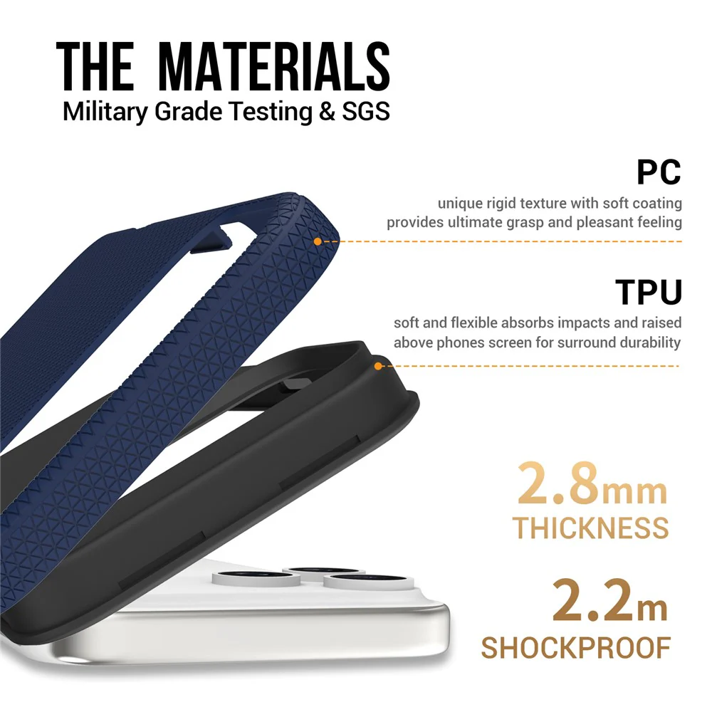 For iPhone 17 Pro Max Case TPU + PC Four Corner Anti-Drop Phone Cover - Navy Blue - Image 5