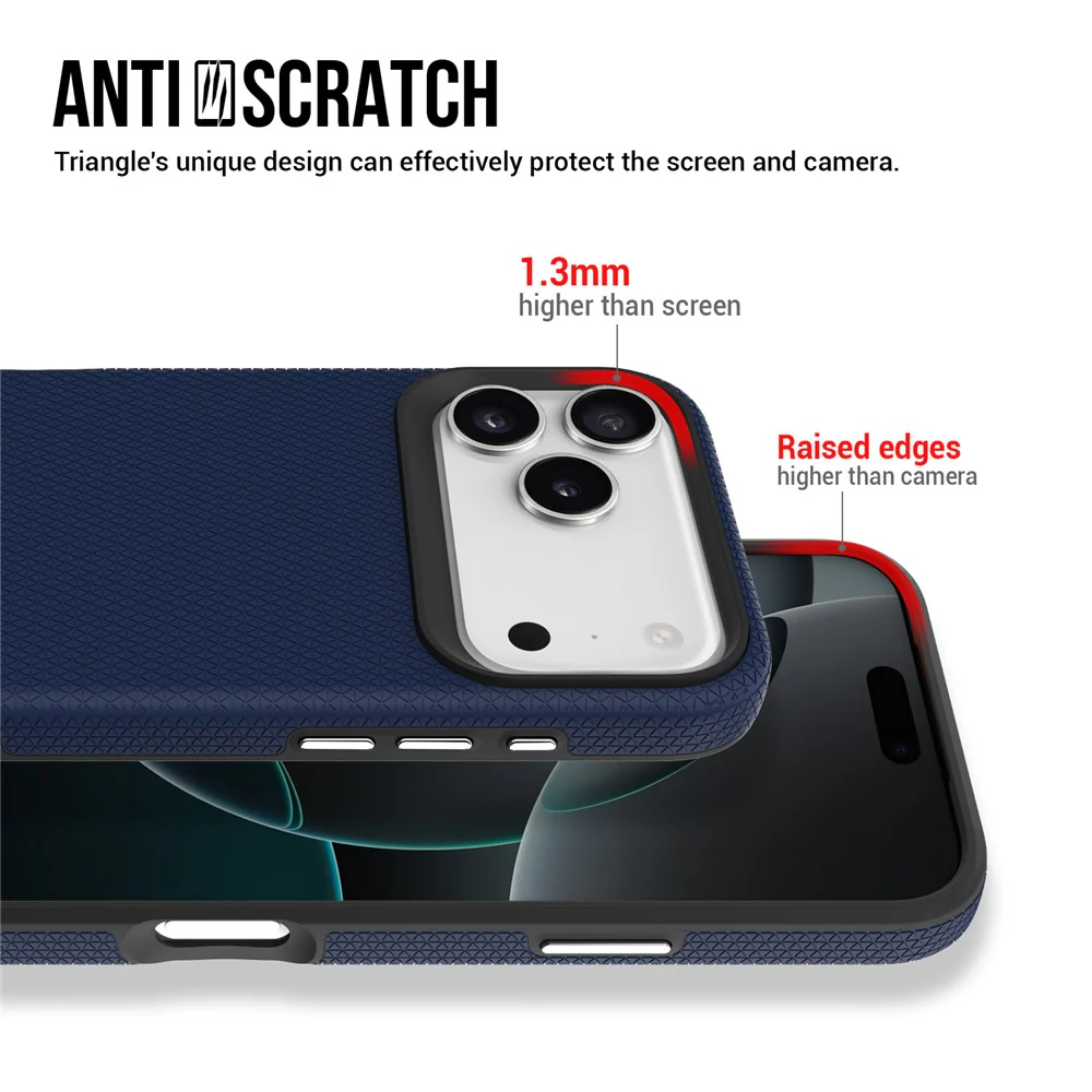 For iPhone 17 Pro Max Case TPU + PC Four Corner Anti-Drop Phone Cover - Navy Blue - Image 6