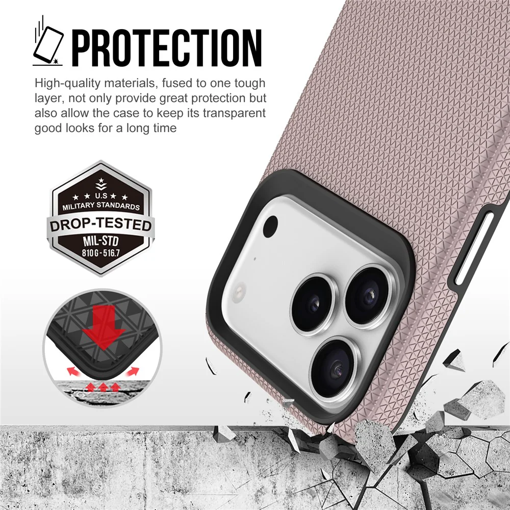 For iPhone 17 Pro Max Case TPU + PC Four Corner Anti-Drop Phone Cover - Rose Gold - Image 4