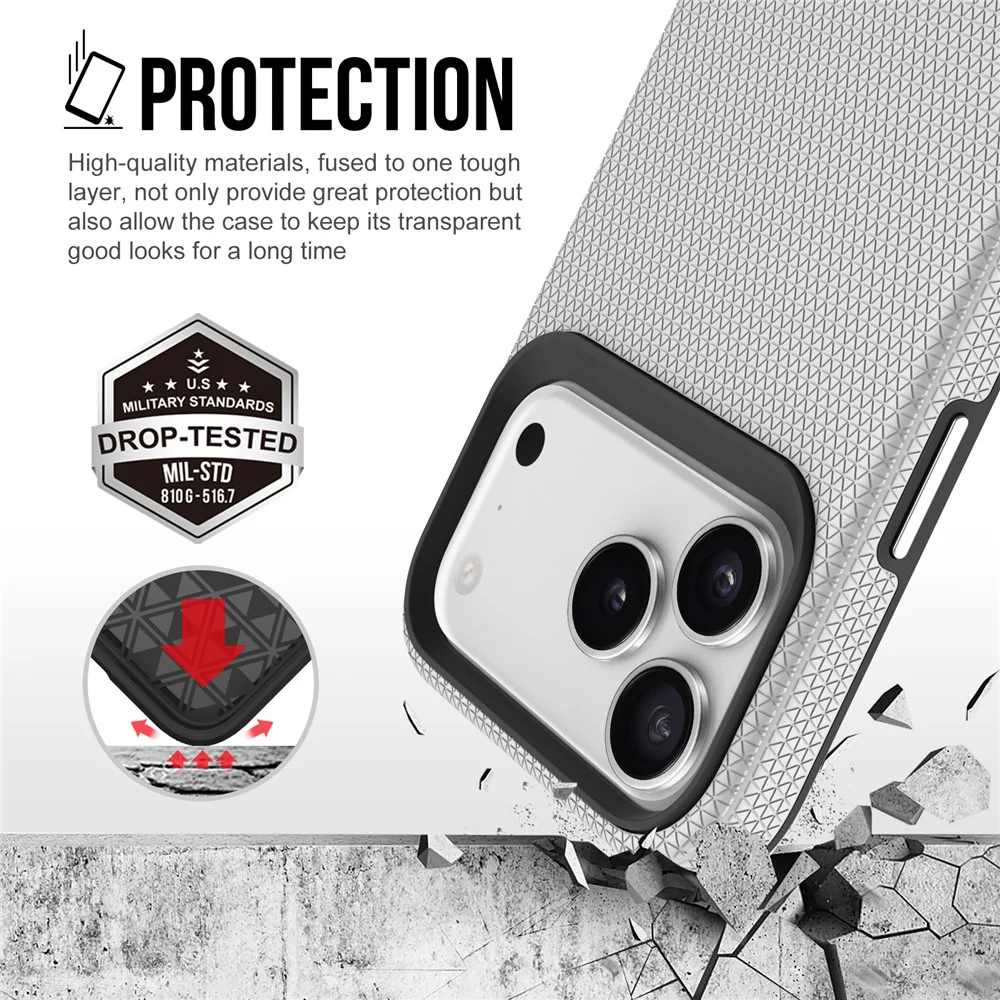 For iPhone 17 Pro Max Case TPU + PC Four Corner Anti-Drop Phone Cover - Silver - Image 4