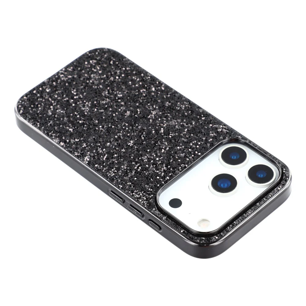 For iPhone 17 Pro Max Case TPU + PC Sparkling Glitter Phone Back Cover - Black - Image 5