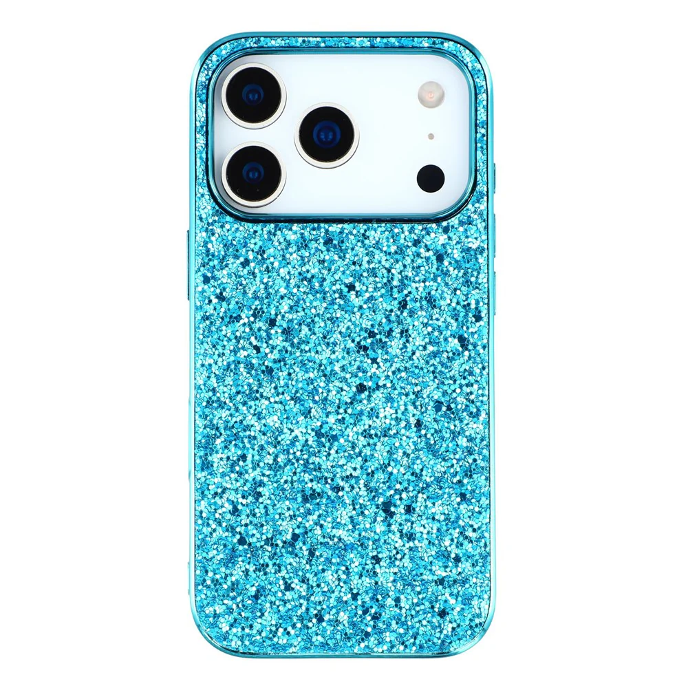 For iPhone 17 Pro Max Case TPU + PC Sparkling Glitter Phone Back Cover - Blue - Image 3