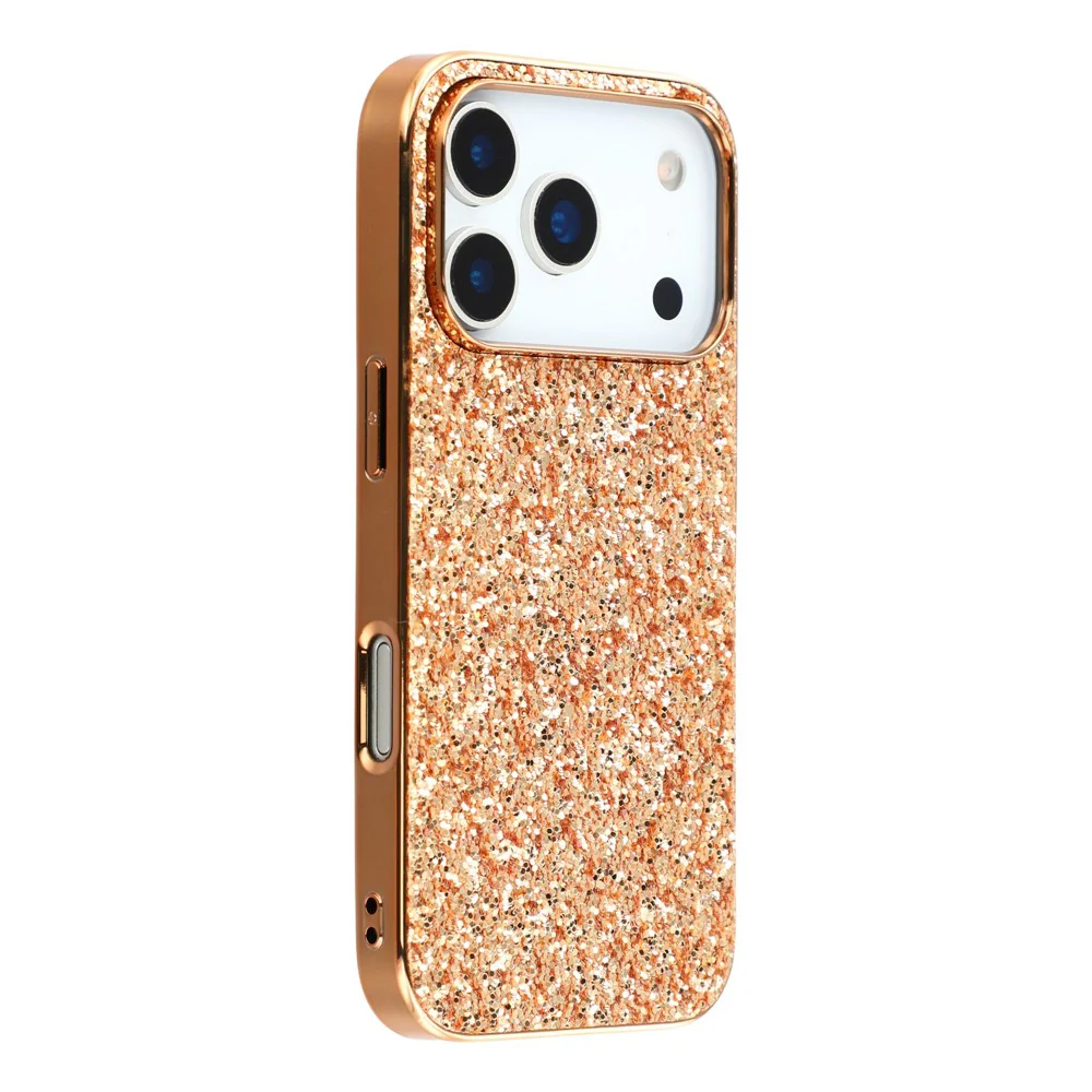 For iPhone 17 Pro Max Case TPU + PC Sparkling Glitter Phone Back Cover - Rose Gold