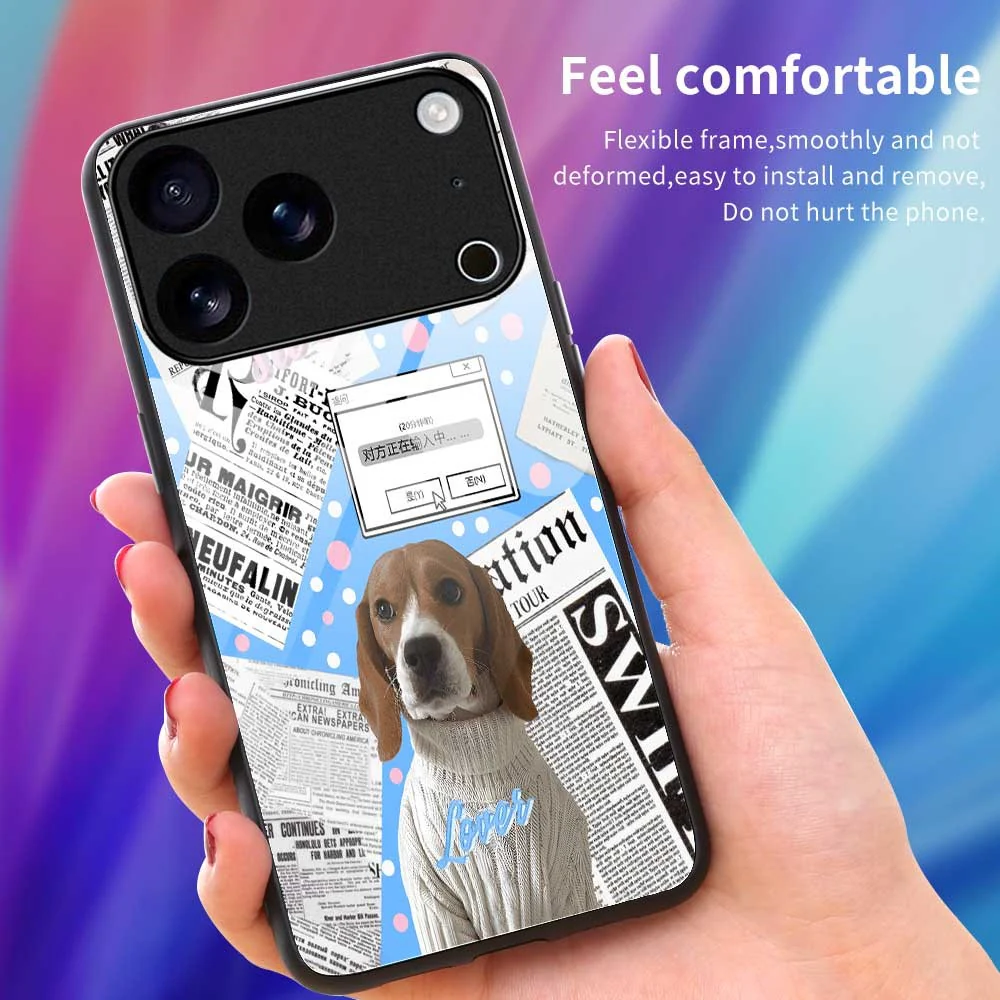 For iPhone 17 Pro Max Case TPU PC Tempered Glass Pattern Printing Anti Drop Phone Back Cover - B0228 - Image 4
