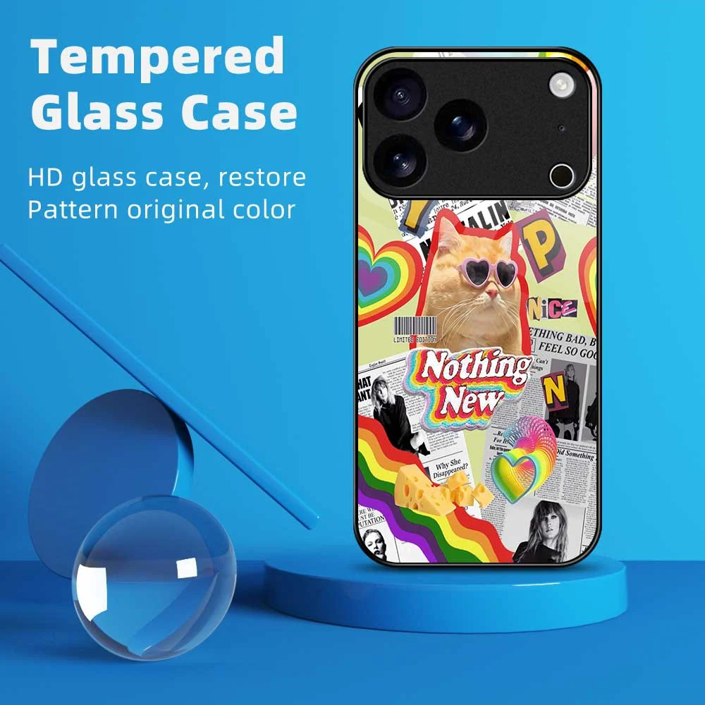 For iPhone 17 Pro Max Case TPU PC Tempered Glass Pattern Printing Anti Drop Phone Back Cover - B0231 - Image 2